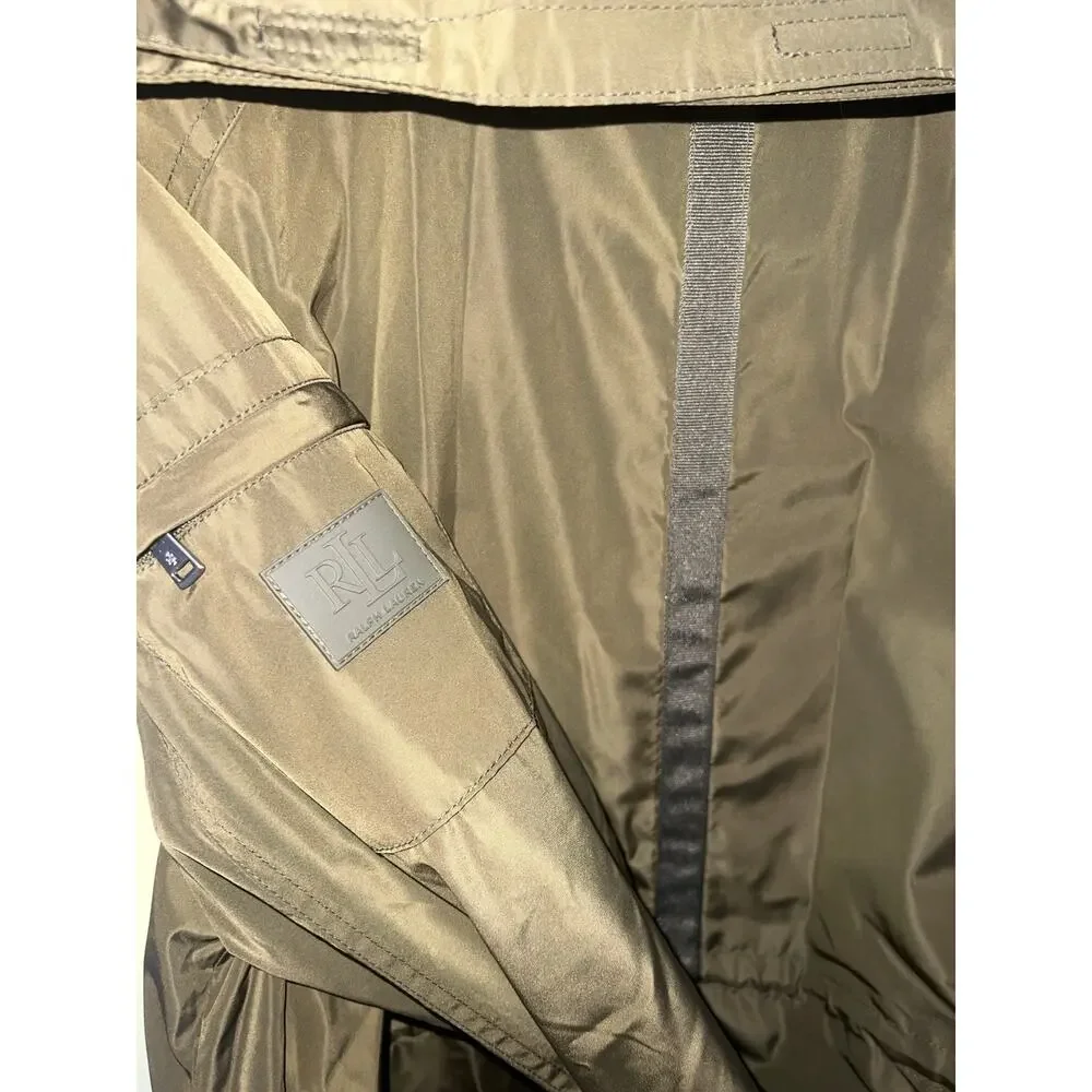 LAUREN Ralph Lauren green utility longline adjust waist stowaway hood logos L